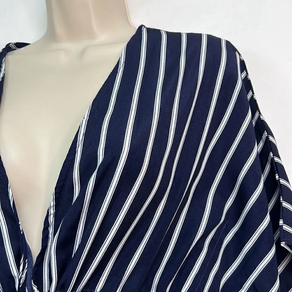 AvidLove navy blue and white striped swim cover up. Size small NWT